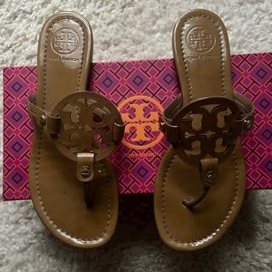 Tory Burch Miller Sandal tan patent leather size 8